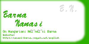 barna nanasi business card